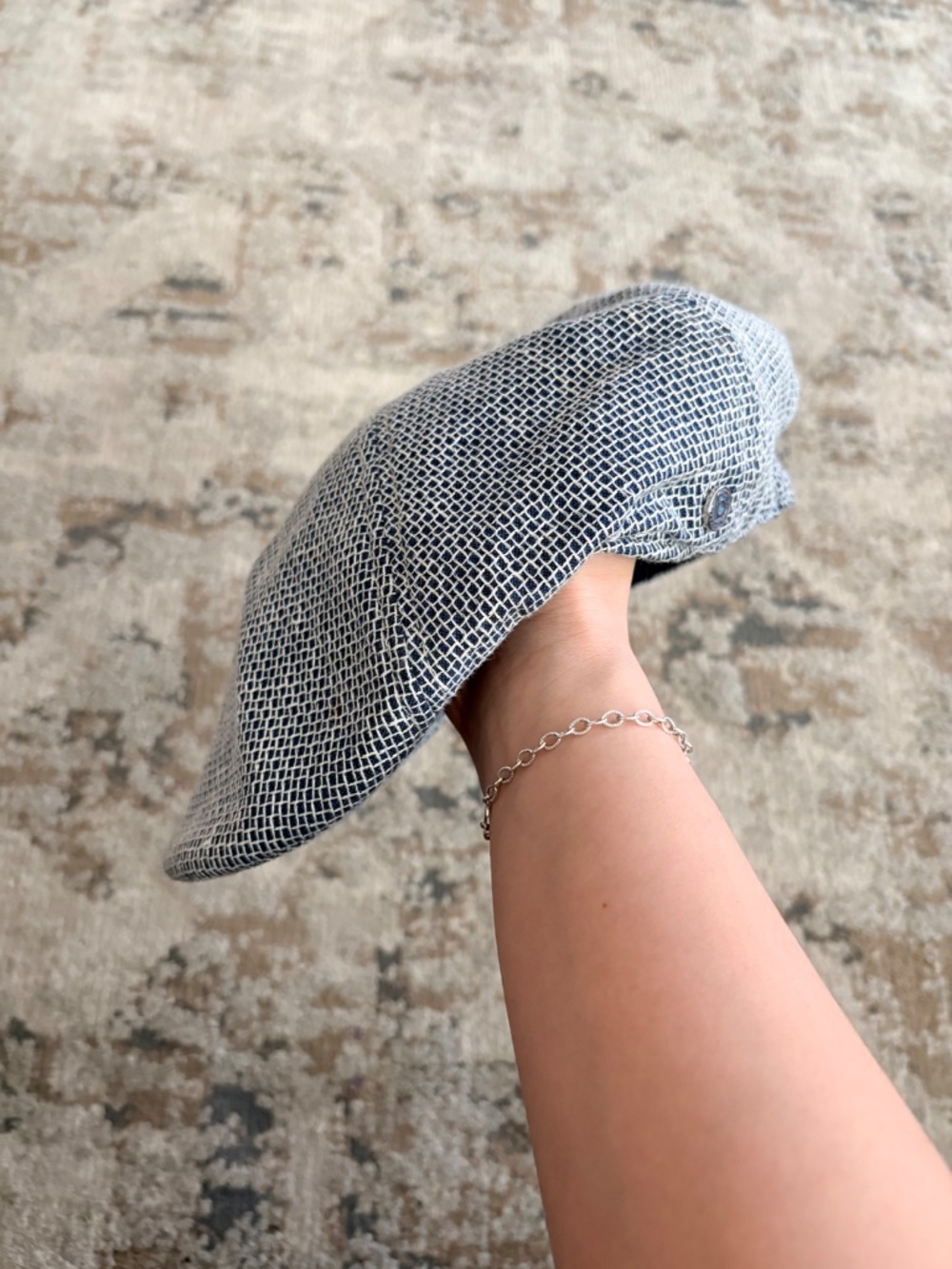 Bugatti Blue & White Flat Cap – Newsboy / Ivy Style - Picture 5 of 6
